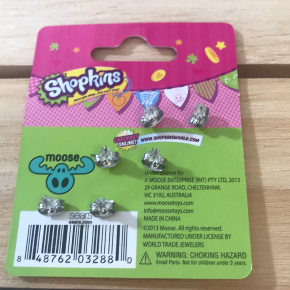 Shopkins Girls Earrings 3 Pair Set Kooky Cookie - Picture 3 of 3